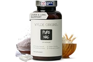 Wylde Origins Pure NAC - Immune, Lungs & Liver Support Supplements - 500mg of N Acetyl Cysteine, Antioxidant & Glutathione Precursor - Vegan, Non-GMO - High-Strength Detox Aid Formula - 120 Capsules