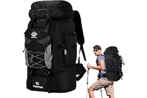 Snorthy Hiking Backpack 80L Large Camping Rucksack Lightweight Foldable Backpacks for Men Women Waterproof Hiking Rucksack Daypack Travel Bag for Trekking Mountaineer Walking Climbing Outdoor Sports