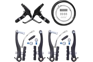 Mimoke Lot de 2 Paires de Freins V-Brake pour vélos, Freins Avant et arrière avec Plaquettes de Frein de 60 mm, Levier de Frein à Doigts, câble de Frein de vélo, Aluminium