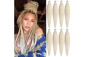 Leeven 26 Zoll Pre Stretched Braiding Hair Extension 8 Packs Yaki Straight EZ Braids Natural Blonde Low Temperature Synthetic Hair Fibers for Braiding /26 Inch 613#