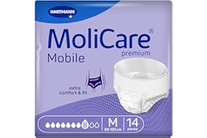 Molicare Mobile 8 Gotas Talla M, Ropa Interior Absorbente para Mujeres y Hombres con Incontinencia Severa, Protección Contra Fugas, Respetuosa la Piel, Mejor Ajuste Corporal, 14 uds