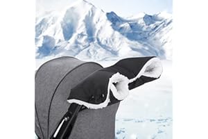 NINESPRING Guanti Passeggino,Scaldamani per Passeggino Impermeabili Antivento,Guanti per Passeggino Inverno Caldo, Proteggi-mani Passeggino Universali,Nero