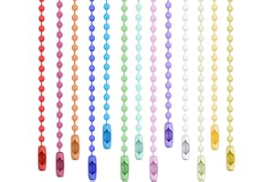 Larrel Lot de 100 chaînes à billes multicolores avec connecteur en métal - Chaîne de suspension - Chaîne porte-clés - Chaîne d'identification - Pour étiquettes, chaîne, fabrication de bijoux, projets