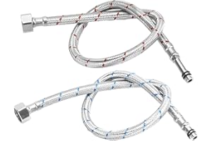 SRLWMYI 2 tubi di collegamento per rubinetto G1/2 X M10, prolunga per tubo da 60 cm, in acciaio inox intrecciato, tubo flessibile per miscelatore (60 cm)