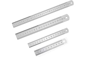 NIKSULTANT 4pcs Ruler Set Scale Ruler Steel Ruler 15/20/30/10cm Rulers Measuring Ruler Tool For Office Home College Craft Engineering Architectural Work Metal Rulers