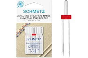 Agujas dobles para máquina de coser Schmetz - 80 (12) agujas universales de 4 mm para puntadas paralelas y decorativas, compatibles con todas las máquinas de coser domésticas. 1 unidad.