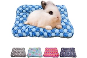 RIOUSSI Lit pour lapin, cochon d'Inde, lit chaud pour petits animaux, lapins, chinchillas, hérissons, bébés, chats, furets, 47,7 x 35,6 cm, pois bleus