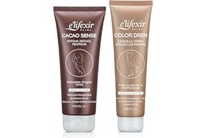 E'LIFEXIR Elifexir Pack Cacao Sense + Color Dren | Exfoliante Corporal, Reductor y Reafirmante + Maquillaje para Piernas
