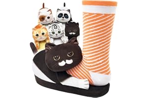 Openhahaha Kawaii Cat Slippers for Children, Men, Women, Warm Plush Winter Slippers, Animals, Soft, Comfortable