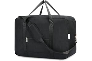 NARWEY Easyjet Airlines torba kabinowa 45 x 36 x 20 cm pod siedzenie, składana torba podróżna, torba sportowa, torba na ramię, bagaż podręczny, na noc, dla kobiet i mężczyzn, A-Czarny, 40L