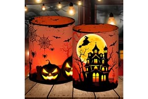 12 lyktor bordsdekoration halloween dekoration bord, pumpa/fladdermus/häxa/spindelnät/gravsten halloween dekoration inomhus, läskig halloweendekoration barn födelsedagsfest set, för värmeljus eller