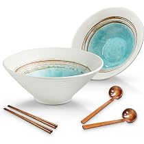 Buumin Lot De 2 Bols à Ramen En Céramique 1100 Ml Avec Baguettes Et Cuillères