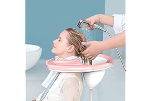 Lavandino Gonfiabile per Lavaggio di Capelli Victop Lavatesta Vassoio Portatile Bacinella Lavandino per Shampoo Mobile per Bambini Anziani Disabili Incinta Pazienti con Tubo di Acqua (Rosa)