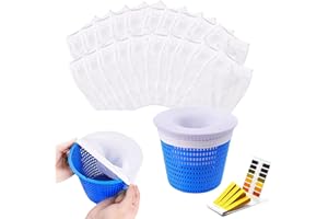 Newtic Chaussettes de Skimmer pour Piscine, 20 Pièce Chaussettes Skimmer Reutilisable pour Panier Skimmer, Filtre Skimmer Piscine avec Bandelettes de Test PH, Pool Skimmer Socks