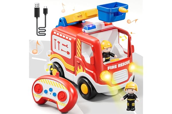 Lehoo Castle Voiture Telecommandé Enfant, Camion Pompie avec Lumière et Musique, Camion Telecommande, Voiture Telecommandé Enfant 3 Ans, Jouet Enfant 2 Ans