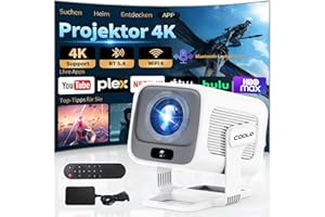 COOLID Beamer 4K Projektor Full HD 1080P, Mini Beamer mit WiFi 6 und Bluetooth 5.4,Video Projektor Mit UnterstüTzung FüR Autofokussierung Und Trapezialkorrektur, Mit HDMI-Kabel Und Fernbedienung Weiß
