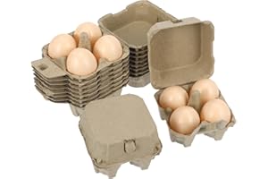 DECHOUS 10 Pieces Egg Boxes, Egg Cartons, Natural Kraft Pulp Eggs Trays Cardboard Holds up to 4 Eggs, Reusable Eggs Cartons for Storing Chicken Eggs Kitchen Farm Market