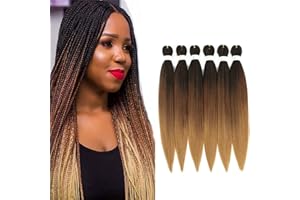 WIGENIUS Pre-stretched Braiding Hair 26 inch 6 Packs Professional Kanekalon Synthetic Fiber Itch Free Crochet EZ Braids Yaki Texture Braiding Hair Extensions (1B/30/27)
