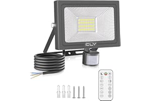 CLV 25W Outdoor Motion Sensor Security Lights, 2100LM Remote Sensor Floodlight IP66 Waterproof with PIR, 6500K Cold White for Backyard, Garden, Garage