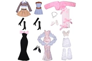 TYXHXTF Set di 21 Vestiti Compatibile con Bambole, Bambole Abbigliamento e Accessori, Compatibile con Barbie, 6 Abiti da Sera, per Bambole da 11,5 Pollici