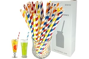 Binhai Cannucce di Carta 100 Pezzi Riciclata con imballaggio biodegradabile Bulk cannucce Decorazioni per Tutti i Giorni, per Feste, Matrimoni, Celebrazione, Fai da Te, Multicolore
