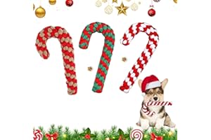 AHYDFSR Lot de 3 Jouets de Noël pour Chien, Canne en Corde Bonbon de Noël, Jouet à Mâcher Interactif Chien Corde Balle, pour Nettoyage de Dents Molaires Jeux pour Chiot Petits/Moyens