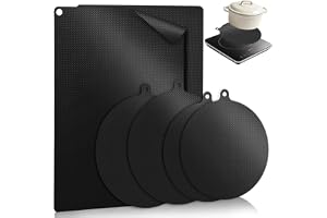 AUAUY 6STYK Induktionshällskyddsmatta Set, 0,7mm Certifierad Silikon Värmebeständiga Hällskydd, Skyddar Kokplatta från Repor