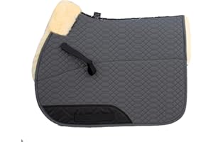 Engel Reitsport | SCHABRA1-VSS-GRA-MED | Schabracke | Steppstoff | Lammfell im Sattelbereich | Half Lined | Fellkranz vorne | Vielseitigkeit | Stoff grau Fell med.