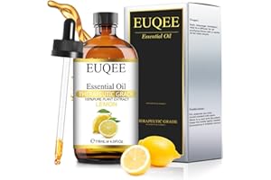 EUQEE Olio Essenziale Limone 118ml, Oli Essenziali Naturali Puri al 100%, Olio Essenziale per Diffusori, Perfetto per Relax, Bagno, Aromaterapia