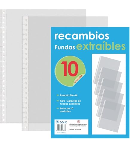 Classeur DOHE 40 Pochettes Amovibles A4 - Qualité Extra, Bleu/noir, 23 Anneaux