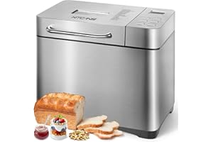 KITCANIS Bread Maker Machines, 19 in 1 Stainless Steel Breadmaker with Automatic Dispenser