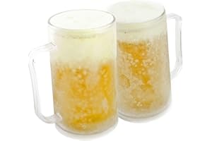 GOODS+GADGETS Taza de cerveza para congelar: Taza de hielo Frozen Mug vaso para beber de 0,4 litros 400 ml con batería de refrigeración para bebidas permanentemente heladas (1 Jarras de cerveza)