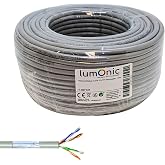Lumonic 50m Network Cable CAT 6 F/UTP I Cat6-cable, Gigabit Lan Cable, Ethernet Cable I Shielded Flexible Patch Cable, for In