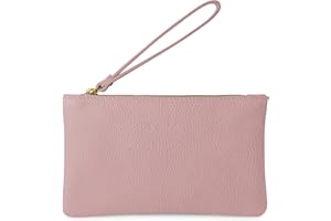 Parubi Pochette de Mano Pequeña, Mini Bolso de Mano con Cuero Suave Auténtico, Made in Italy, Pochette con Cordón y Cierre con Cremallera Elegante para Mujer y Chica (Aura)