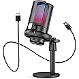 BESTOR® USB Condenser Gaming Microphone with RGB Lighting, Adjustable Tripod for PC, Anti-Vibration Shock Mount, Pop Filter, Gain Control, Gaming, Streaming, YouTube, Discord (RGB)