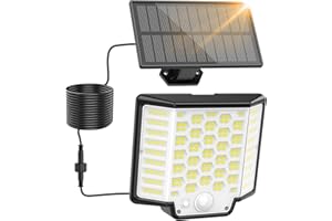 Collasis Focos Exterior Solares, Luz Solar Exterior con Sensor de Movimiento 【186 LED | 3 Modo | 1 Paquete】 IP65 Impermeable lámparas solares exterior para Jardín, Caminos, Patio, Garaje