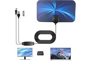 MEUKCEZ Indoor TV Aerial, Digital TV Antennas with 100 Miles Range & 360° Reception, Aerial for TV Freeview Support 4K 1080P, with Amplifier Signal Booster & 3 Meter Coaxial Cable, Enhanced Signal Stability