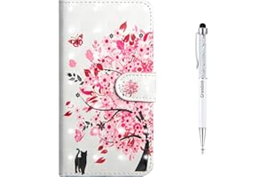 Grandoin Huawei P20 Lite Hülle, Handyhülle im Brieftasche-Stil für Huawei P20 Lite Handytasche PU Leder Flip Cover 3D Bunte Muster Book Style Case Schutzhülle (Rosa Baum)