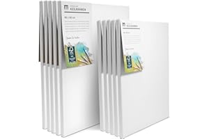M MERCEO 10er Set Künstler Leinwand zum Bemalen (5 STK 40x50cm, 5 STK 30x40cm) Canvas Leinwand aus 100% Baumwolle, umlaufend aufgespannt auf FSC® Holz-Keilrahmen, 280g/m², 2-Fach weiß grundiert