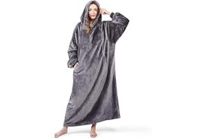 ‎LIFEWIT Lifewit Bluza z kapturem do noszenia, ciepła i przytulna bluza z kapturem z rękawami i kieszeniami, flanelowa bluza dla kobiet, mężczyzn, duża, szara