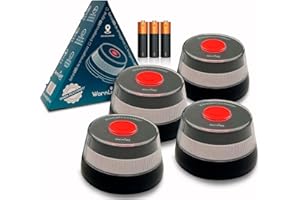 WarnLight 3.0 GEO - Luz Emergencia Coche Homologado DGT con Geolocalización, Luz avería coche, Visibilidad 1 Km, Baliza V16 con GPS, Base Imantada y Conexión GPS hasta 2038 (4 uds.)