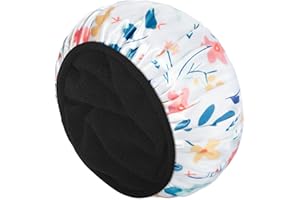 Aquior Shower Cap,Extra Large Triple Layer Bathing Cap with Dry Hair Function for Women Microfiber Terry Cloth Silky Satin 100% Waterproof Reusable Long Hair Bath Caps(Flower)