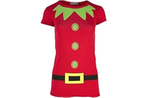 FASHION STAR Womens Christmas T Shirt Ladies Elf Costume Xmas Cap Sleeve Jersey Dress Top