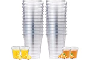 XIMOGO Small Clear Plastic Cups, 100 Pack 180ml Disposable Cocktail Glasses, Premium Drinking Cups for Cold Drinks, Parties, Travel & Camping.