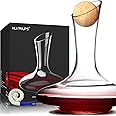 NUTRIUPS Crsytal Hand Blown Wine Decanter, 1.8L Large Red Wine Carafe, Decanter for Wine, Lead-Free Wine Decanters, Wine Aerating Decanter with Wide Base (Stopper and Brush)