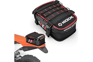 NICECNC Red Waterproof Dirt Bike Rear Fender Bag, Universal Motocross Tool Organizer with Reflective Strip for Off-Road Adventure & Enduro Riding