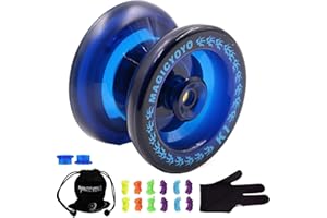 MAGICYOYO K1 Yoyo Professional Responsive Yo-yo for Kids Teens Adults, Beginners Yoyos Toy, Finger Spin Tricks and More, with Yo Yo Bag+ Glove+ 12 Yo-yos Strings+ 2 Yo Yos Hubstacks Kit, Deep Blue