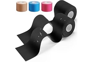 HONYAO Kinesiology Tape 2 Rolls, Sports Tape (5m×5cm), Physio Tape for Shoulder, Back, Elbow, Wrist, Shin, Ankle, K Tape Breathable Waterproof Skin Friendly, Support Muscle Tape, KT Tape Black