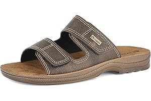 inblu Ciabatte Uomo A Doppia Fascia con Velcro Regolabile, Plantare in Pelle, dal 40 al 45, Sandali