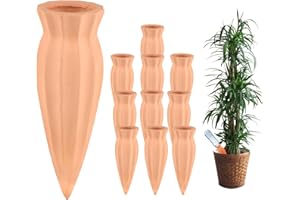 EXLECO 10 x automatyczny stożek ogrodowy z gliny do podlewania roślin, żarówki do podlewania roślin w pomieszczeniach do podlewania roślin Ollas terakota do ogrodu domu na zewnątrz